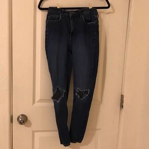 Free People Busted Knee Skinny Jeans Dark Wash